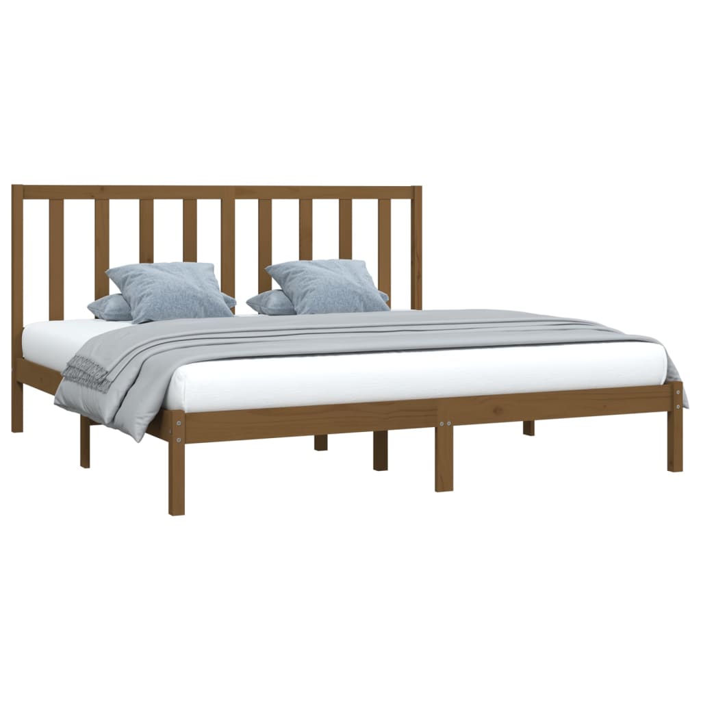 sengeramme 200x200 cm massivt fyrretræ gyldenbrun