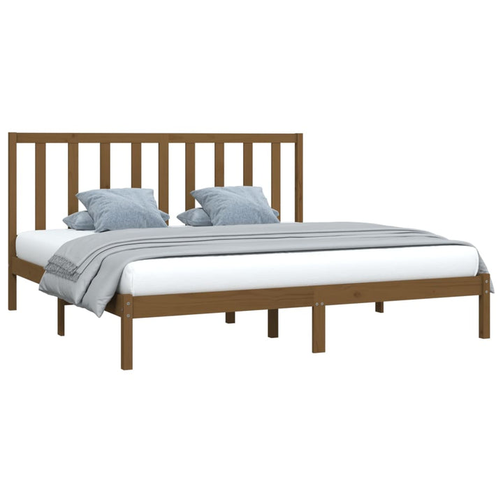 sengeramme 200x200 cm massivt fyrretræ gyldenbrun
