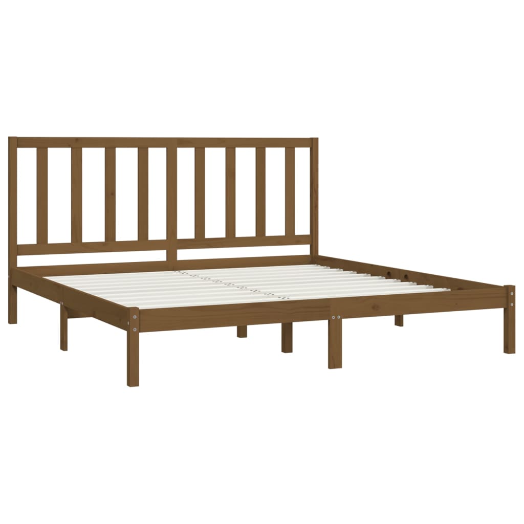 sengeramme 200x200 cm massivt fyrretræ gyldenbrun