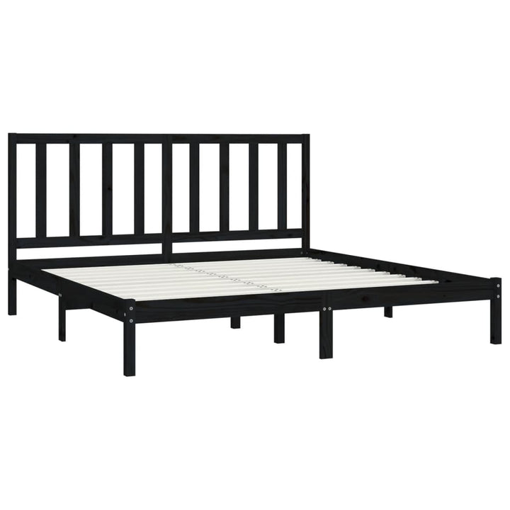 sengeramme 200x200 cm massivt fyrretræ sort