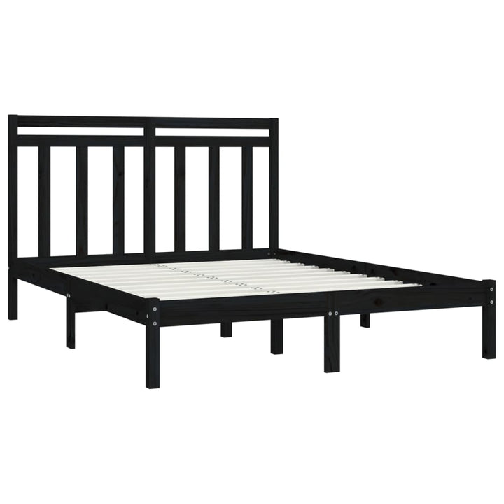 sengeramme 140x190 cm massivt træ sort