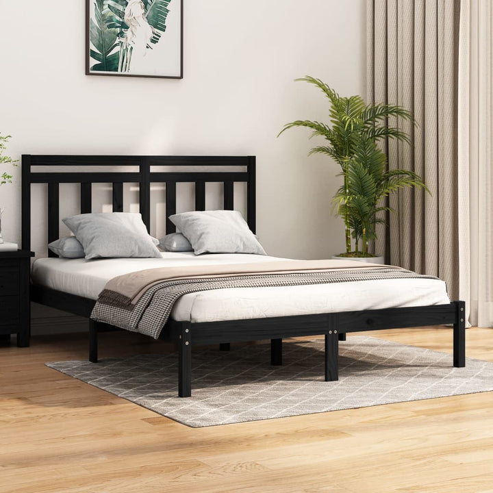 sengeramme 150x200 cm King Size massivt træ sort