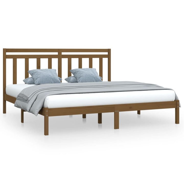 sengeramme 200x200 cm massivt træ gyldenbrun