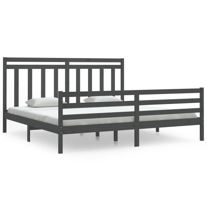 sengeramme 200x200 cm massivt træ grå