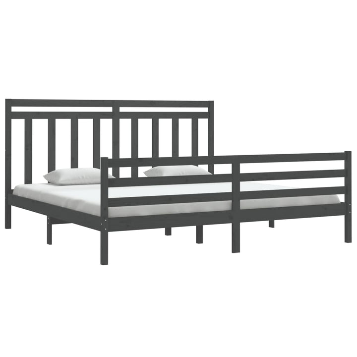 sengeramme 200x200 cm massivt træ grå