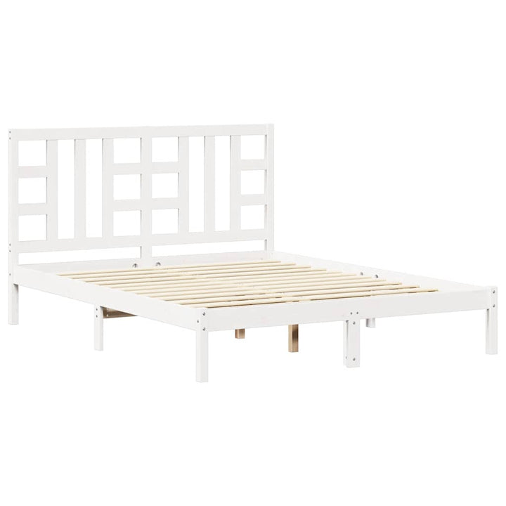sengeramme 150x200 cm King Size massivt fyrretræ hvid