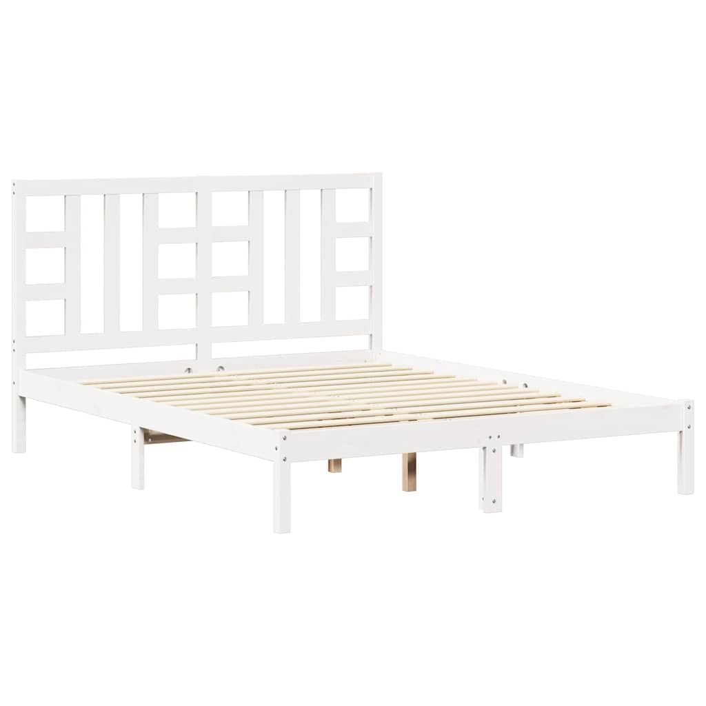 sengeramme 150x200 cm King Size massivt fyrretræ hvid