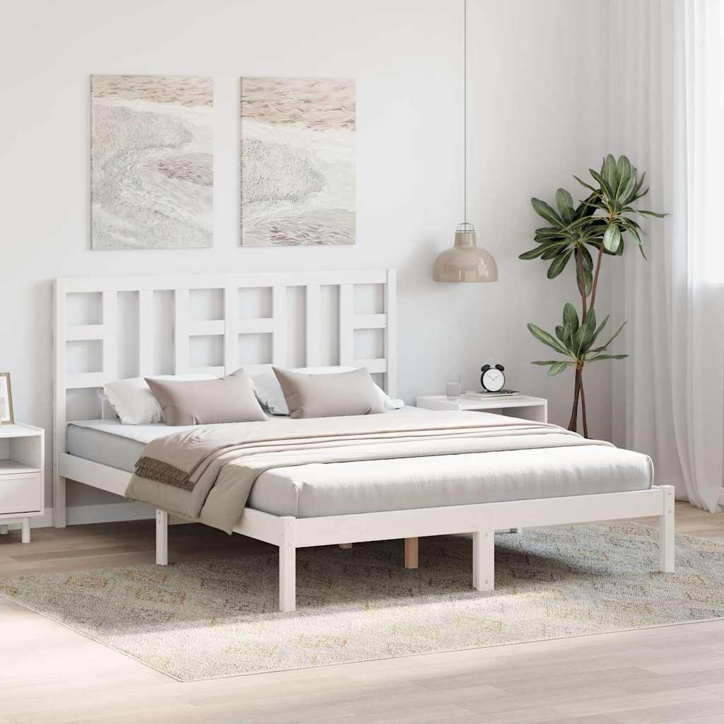 sengeramme 150x200 cm King Size massivt fyrretræ hvid