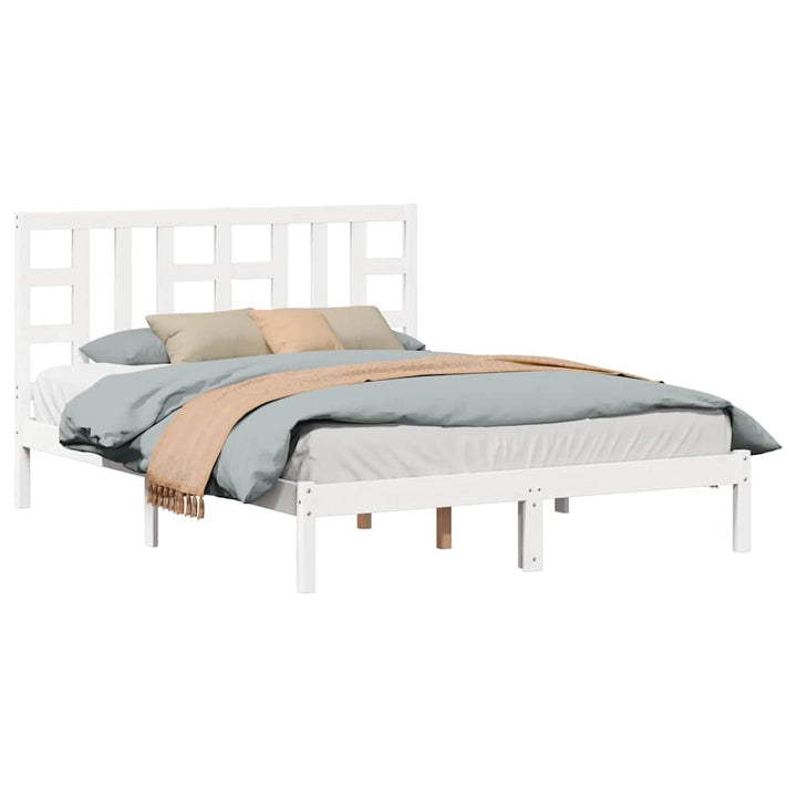 sengeramme 150x200 cm King Size massivt fyrretræ hvid