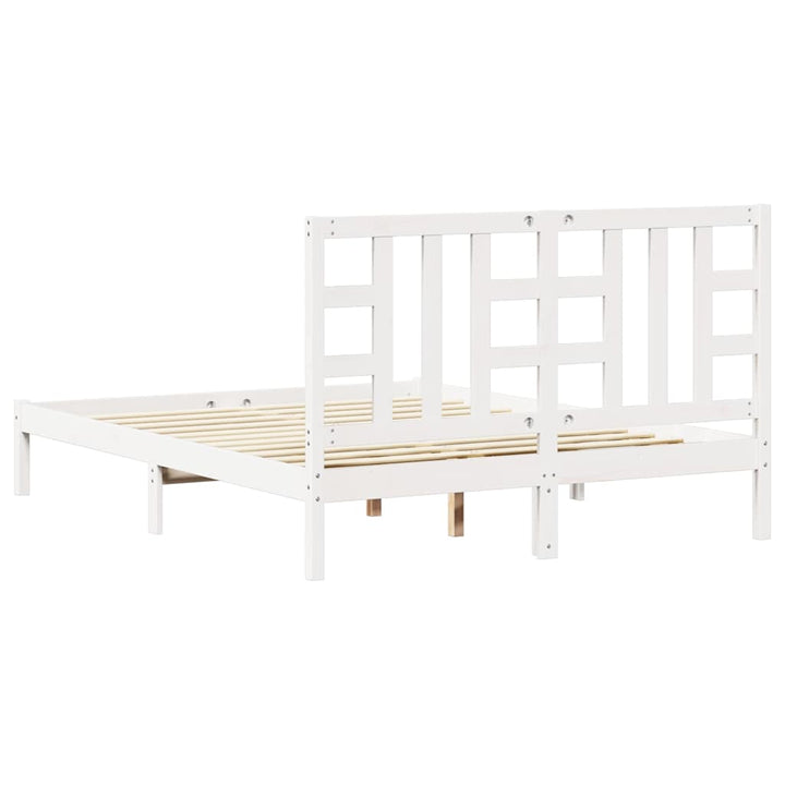 sengeramme 150x200 cm King Size massivt fyrretræ hvid