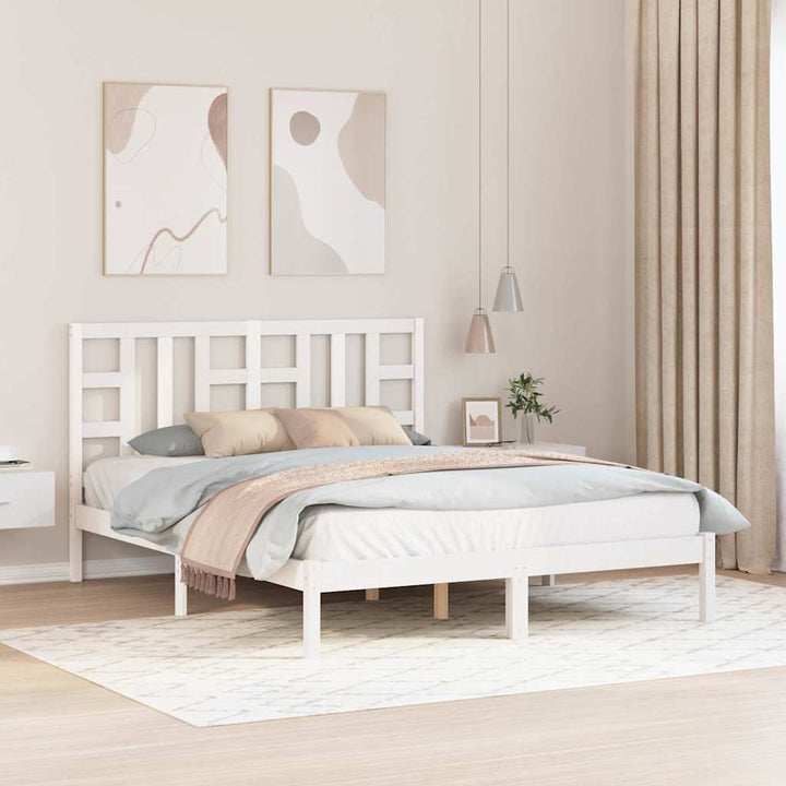 sengeramme 150x200 cm King Size massivt fyrretræ hvid