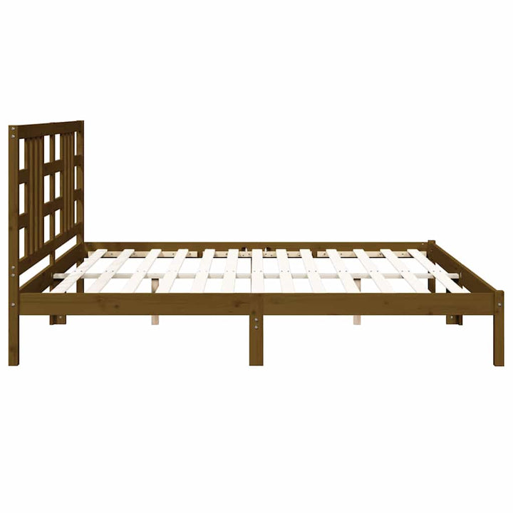 sengeramme 200x200 cm massivt træ gyldenbrun