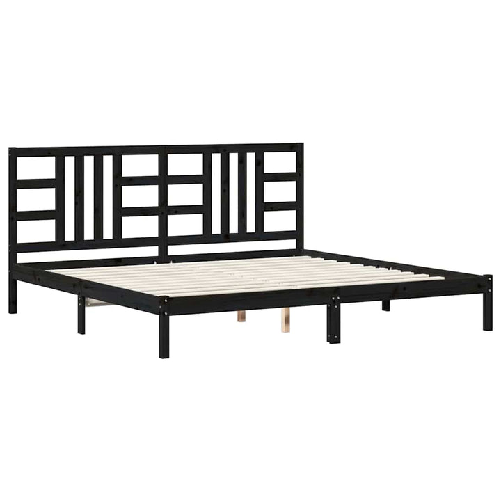 sengeramme 200x200 cm massivt træ sort