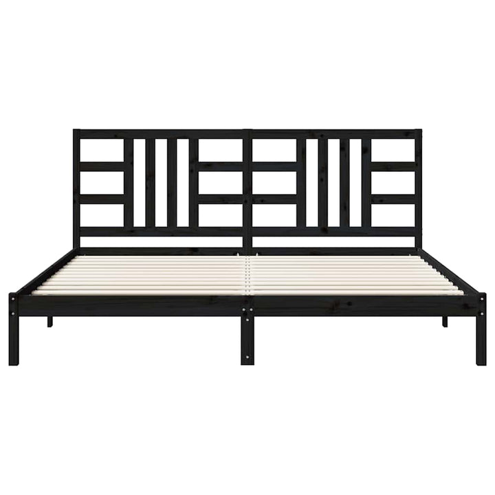 sengeramme 200x200 cm massivt træ sort