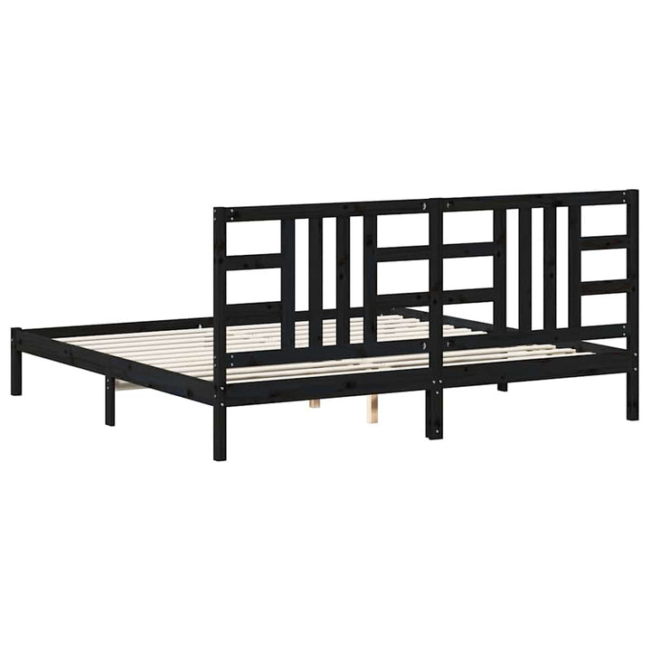 sengeramme 200x200 cm massivt træ sort