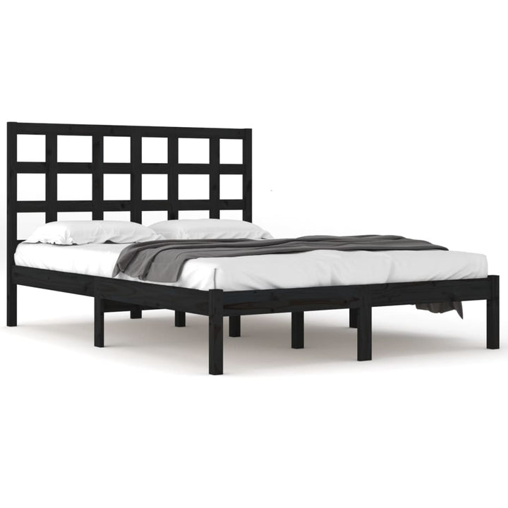 sengeramme 200x200 cm massivt træ sort