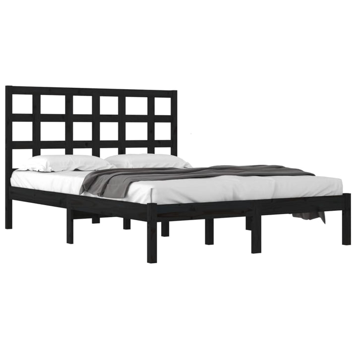 sengeramme 200x200 cm massivt træ sort
