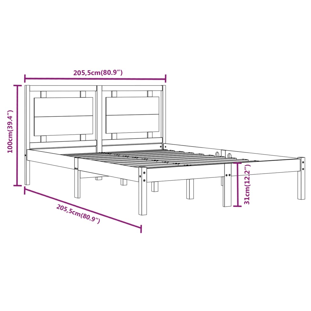 sengeramme 200x200 cm massivt træ