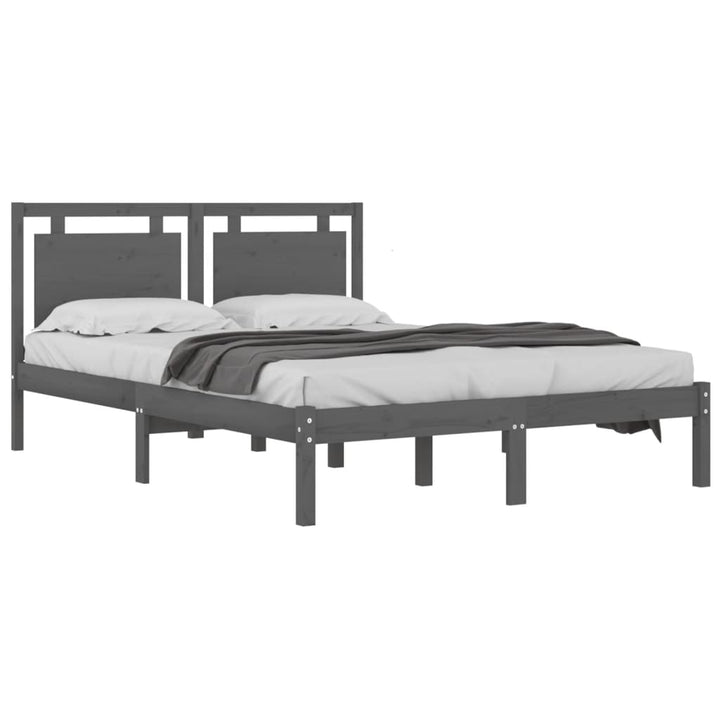 sengeramme 200x200 cm massivt træ grå