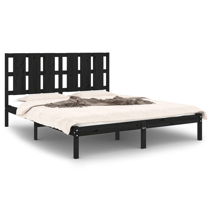 sengeramme 150x200 cm King Size massivt træ sort