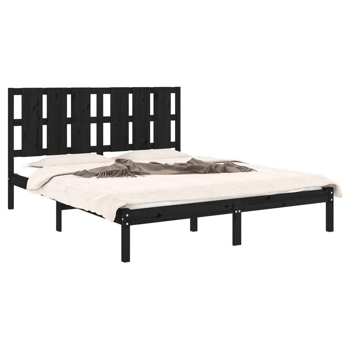 sengeramme 150x200 cm King Size massivt træ sort