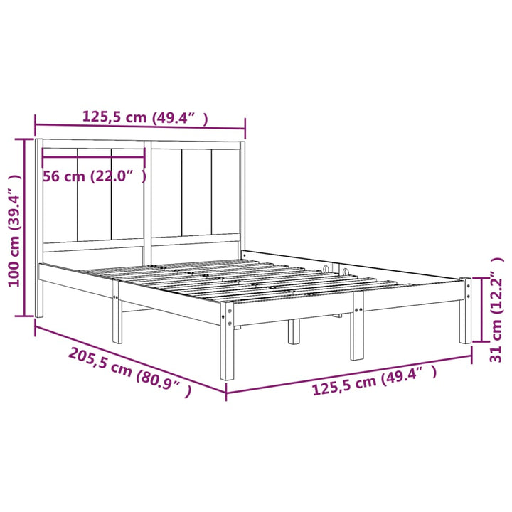 sengeramme uden madras 120x200 cm massivt fyrretræ