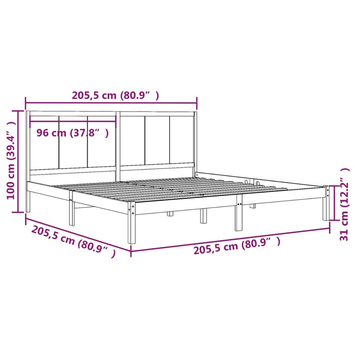 sengeramme 200x200 cm massivt fyrretræ gyldenbrun