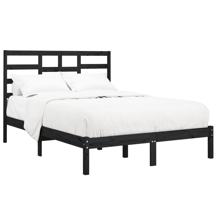 sengeramme 140x190 cm massivt træ sort