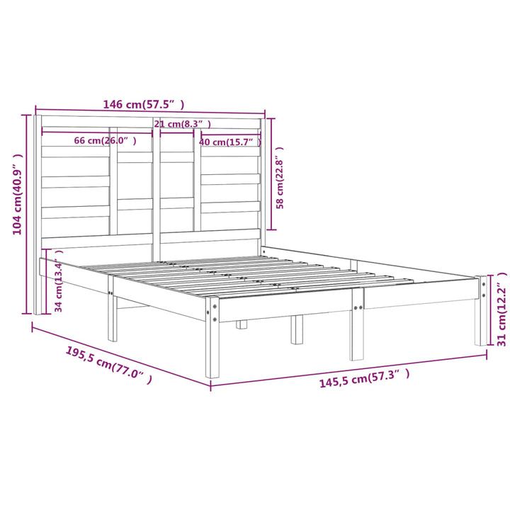sengeramme 140x190 cm massivt træ sort