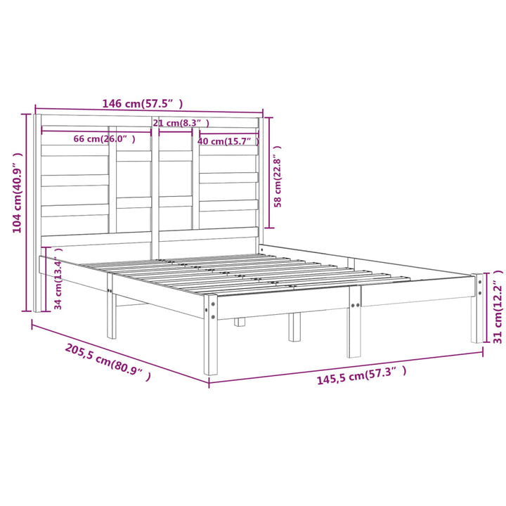 sengeramme uden madras 140x200 cm massivt træ