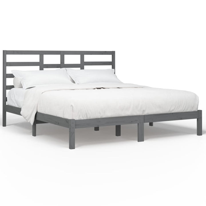 sengeramme 200x200 cm massivt træ grå