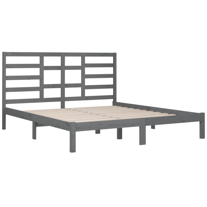 sengeramme 200x200 cm massivt træ grå