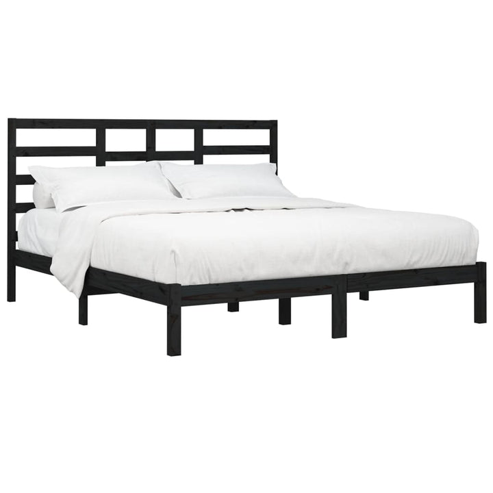 sengeramme 200x200 cm massivt træ sort
