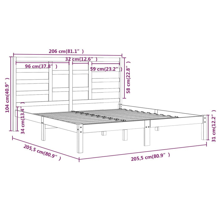 sengeramme 200x200 cm massivt træ sort