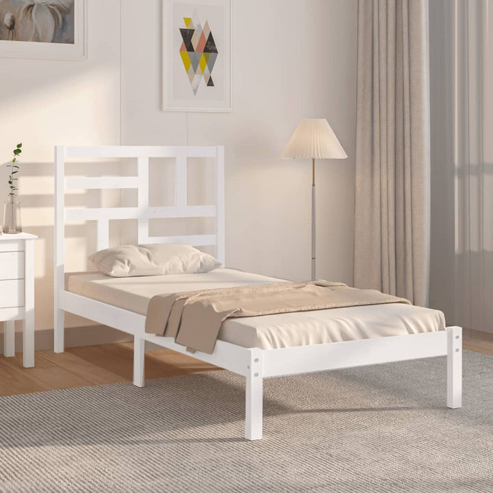 sengeramme 90x190 cm Single massivt træ hvid