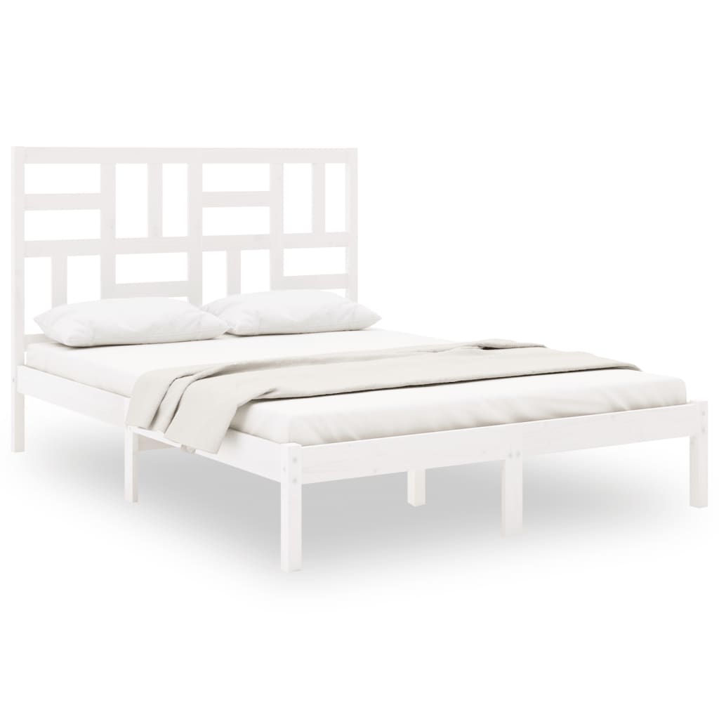 sengeramme 140x200 cm massivt træ hvid