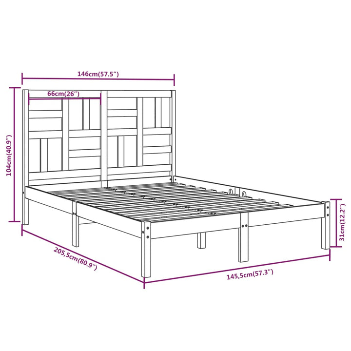 sengeramme 140x200 cm massivt træ hvid