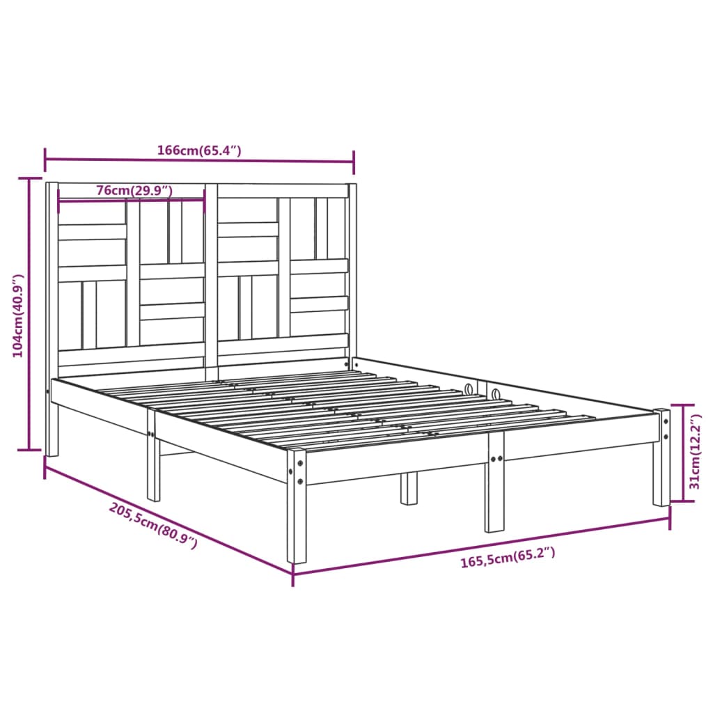 sengeramme uden madras 160x200 cm massivt træ
