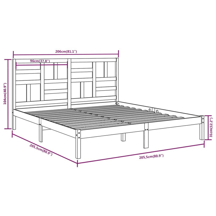 sengeramme uden madras 200x200 cm massivt træ
