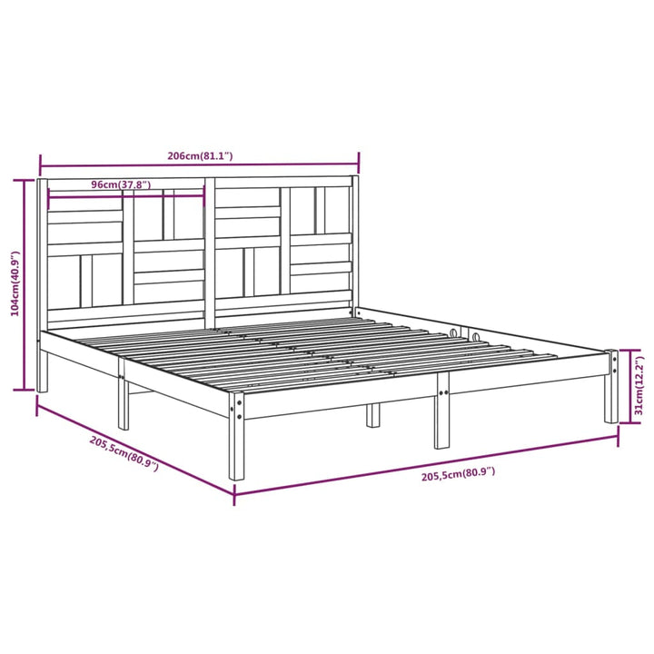 sengeramme 200x200 cm massivt træ hvid