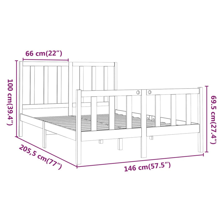 sengeramme uden madras 140x200 cm massivt fyrretræ hvid