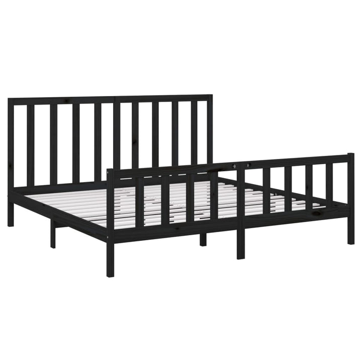 sengeramme 200x200 cm massivt fyrretræ sort