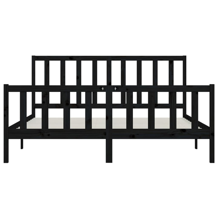 sengeramme 200x200 cm massivt træ sort
