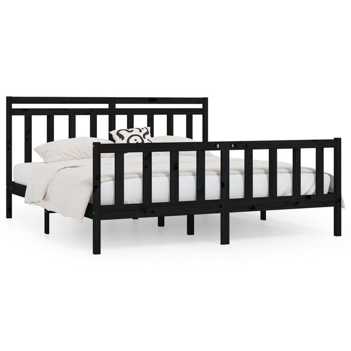 sengeramme 200x200 cm massivt fyrretræ sort