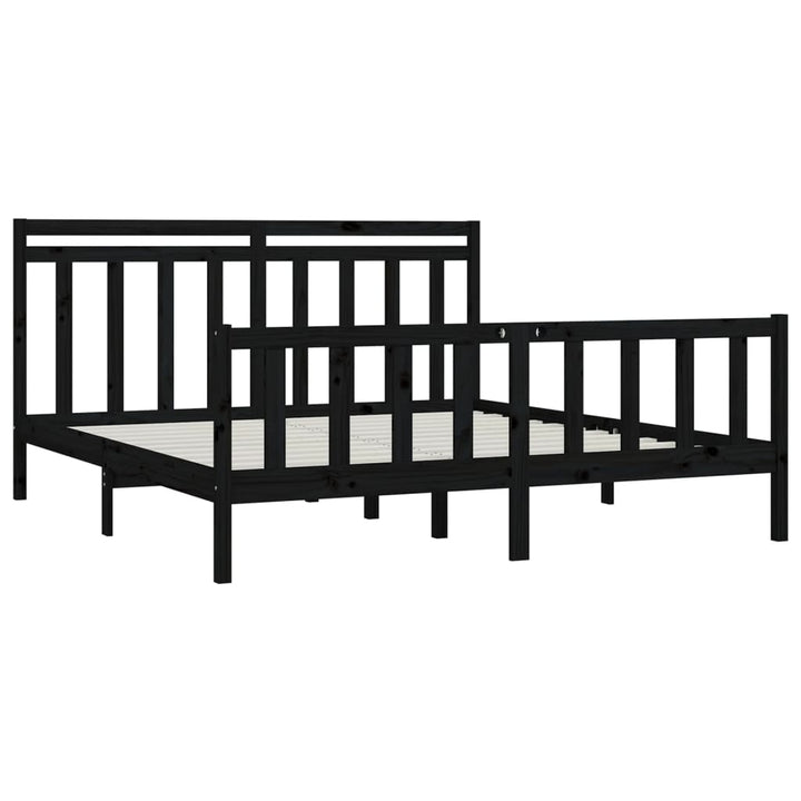 sengeramme 200x200 cm massivt fyrretræ sort