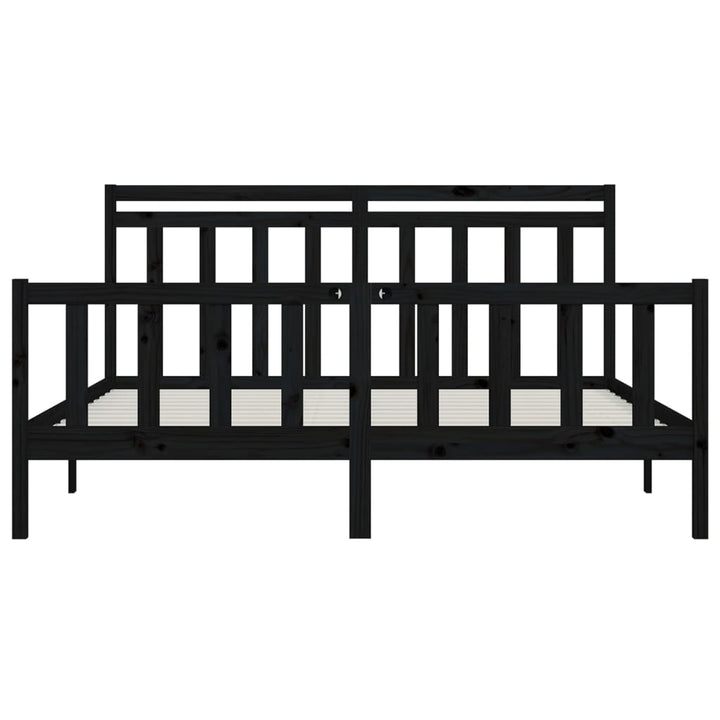 sengeramme 200x200 cm massivt fyrretræ sort