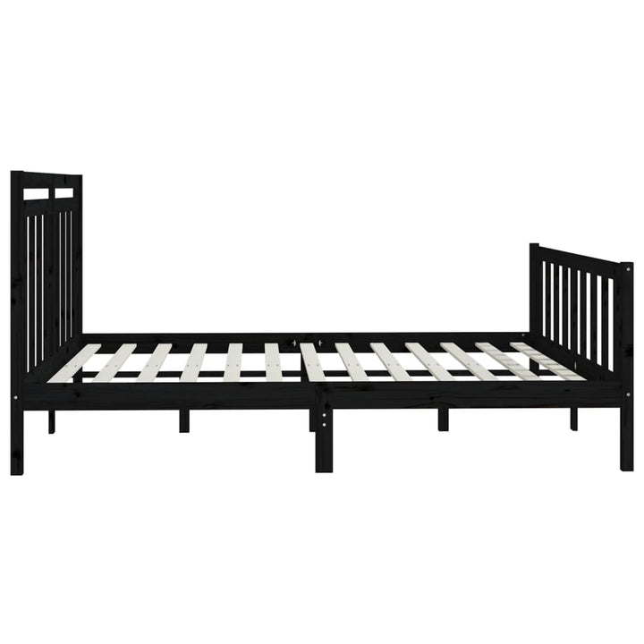 sengeramme 200x200 cm massivt fyrretræ sort