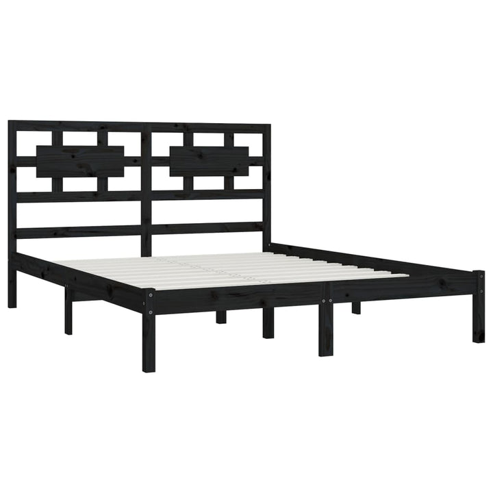 sengeramme 200x200 cm massivt fyrretræ sort