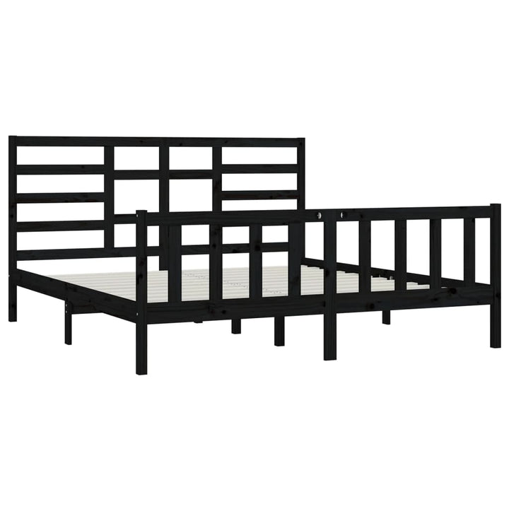 sengeramme 200x200 cm massivt fyrretræ sort
