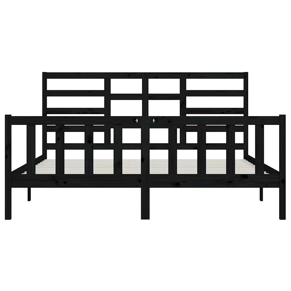 sengeramme 200x200 cm massivt fyrretræ sort